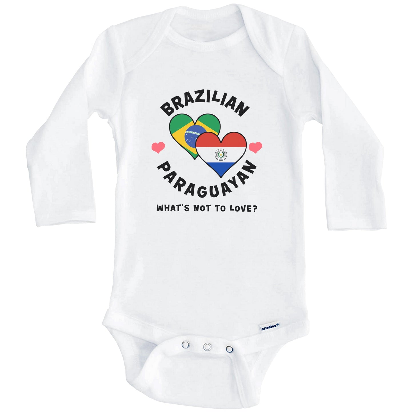 Brazilian Paraguayan What's Not To Love Heart Flags Baby Bodysuit (Long Sleeves)