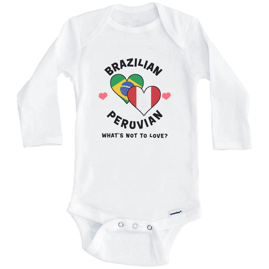 Brazilian Peruvian What's Not To Love Heart Flags Baby Bodysuit (Long Sleeves)