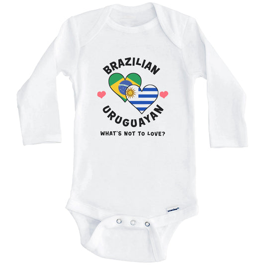 Brazilian Uruguayan What's Not To Love Heart Flags Baby Bodysuit (Long Sleeves)