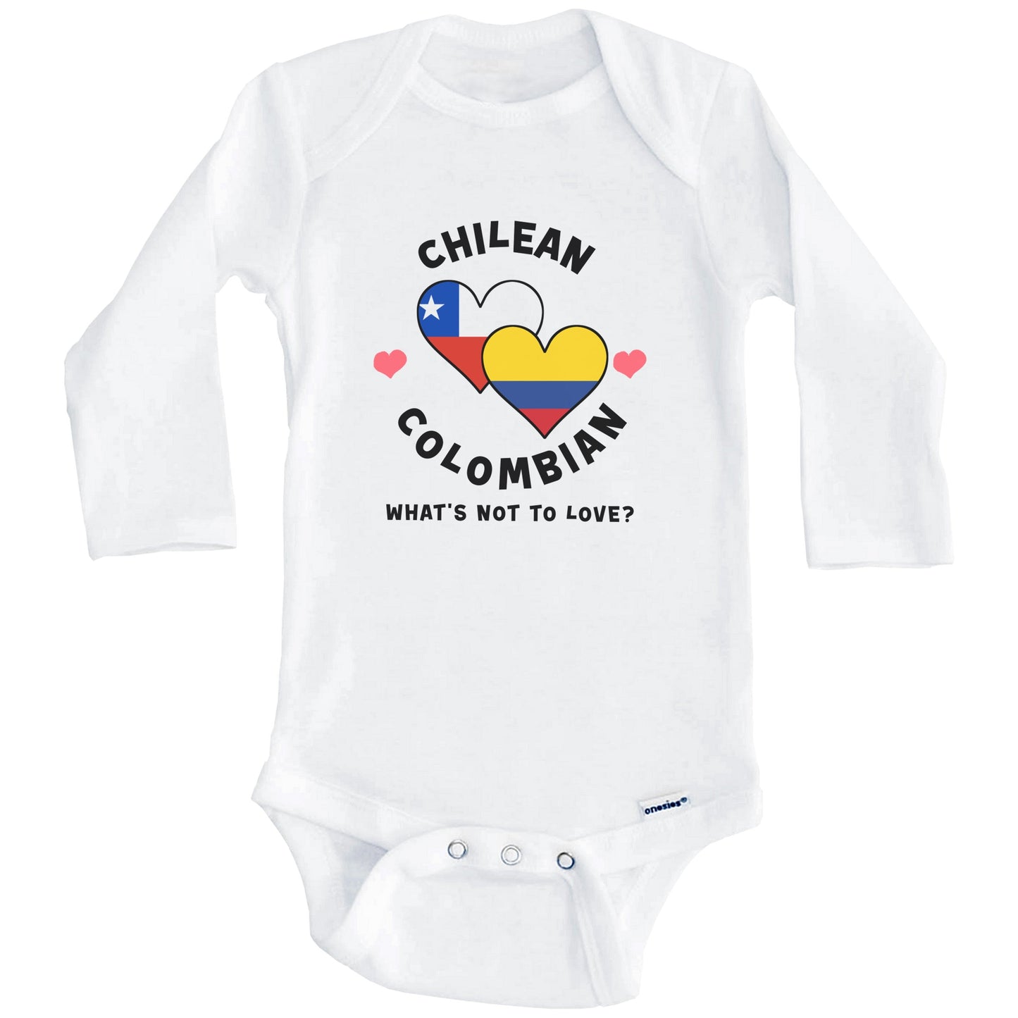 Chilean Colombian What's Not To Love Heart Flags Baby Bodysuit (Long Sleeves)