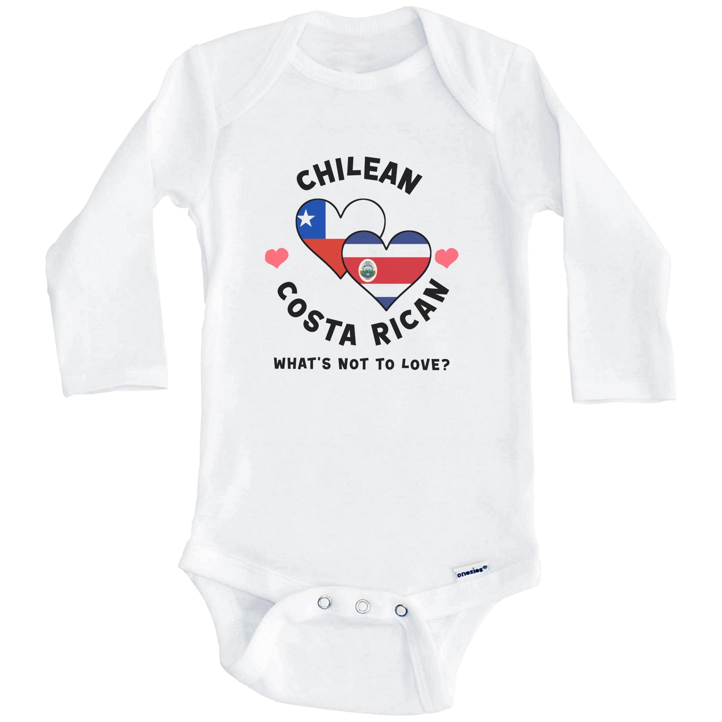 Chilean Costa Rican What's Not To Love Heart Flags Baby Bodysuit (Long Sleeves)