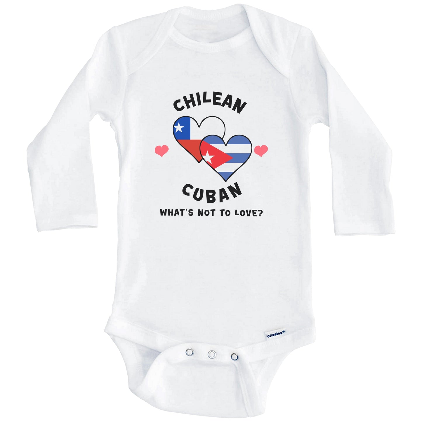 Chilean Cuban What's Not To Love Heart Flags Baby Bodysuit (Long Sleeves)