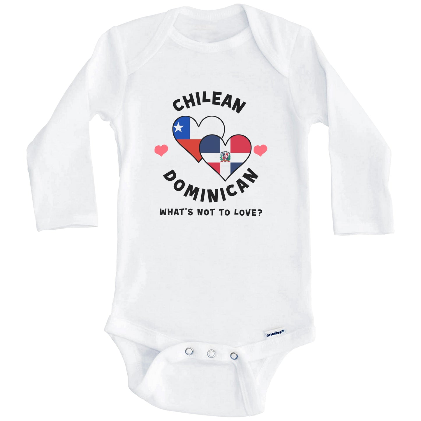 Chilean Dominican What's Not To Love Heart Flags Baby Bodysuit (Long Sleeves)