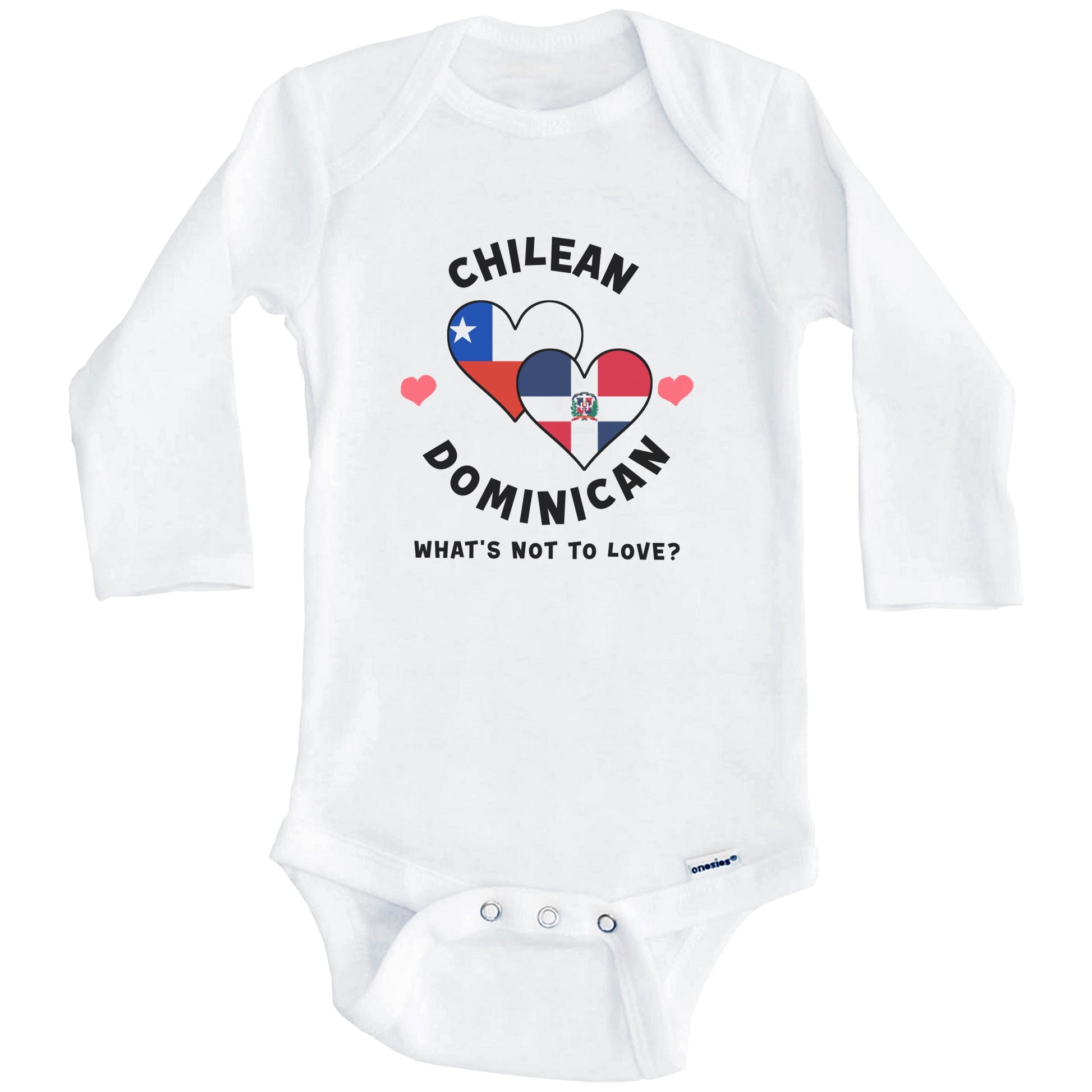 Chilean Dominican What's Not To Love Heart Flags Baby Bodysuit (Long Sleeves)