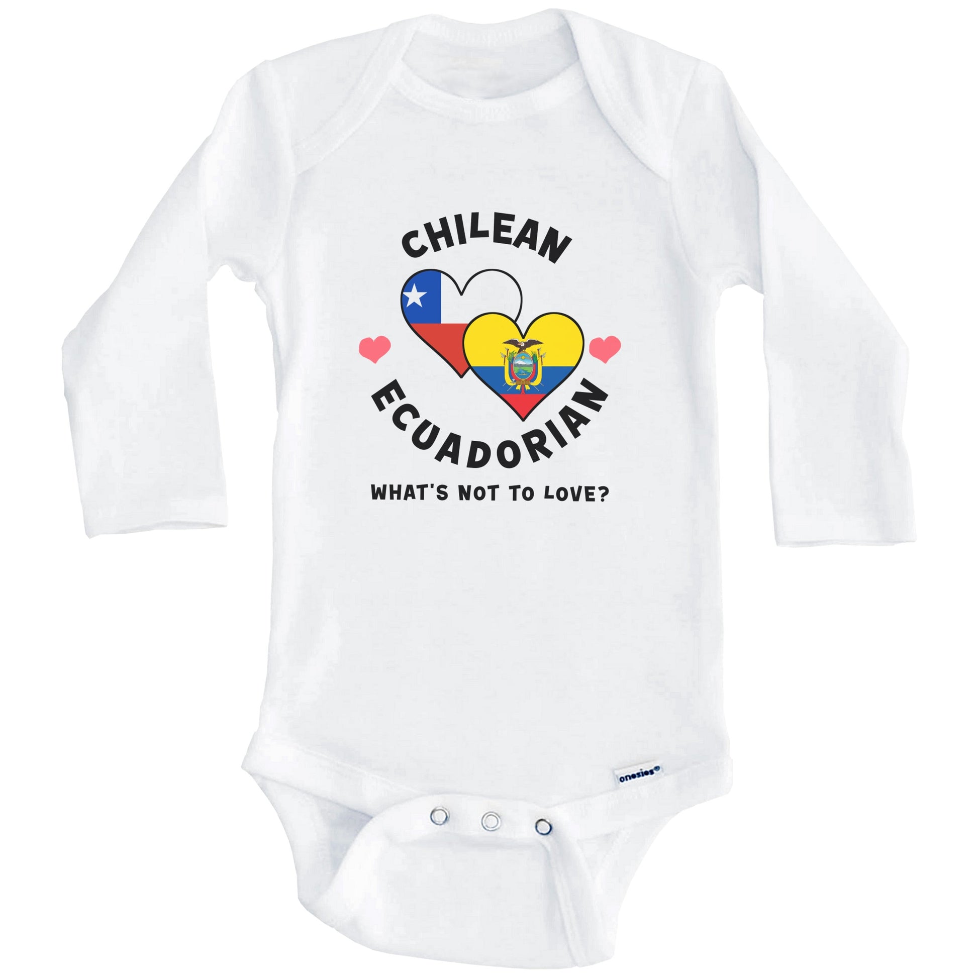 Chilean Ecuadorian What's Not To Love Heart Flags Baby Bodysuit (Long Sleeves)