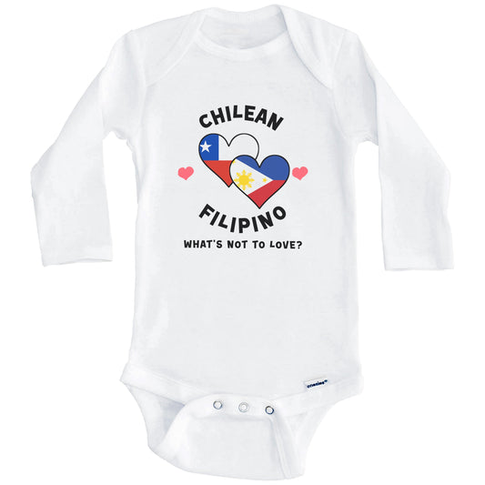 Chilean Filipino What's Not To Love Heart Flags Baby Bodysuit (Long Sleeves)