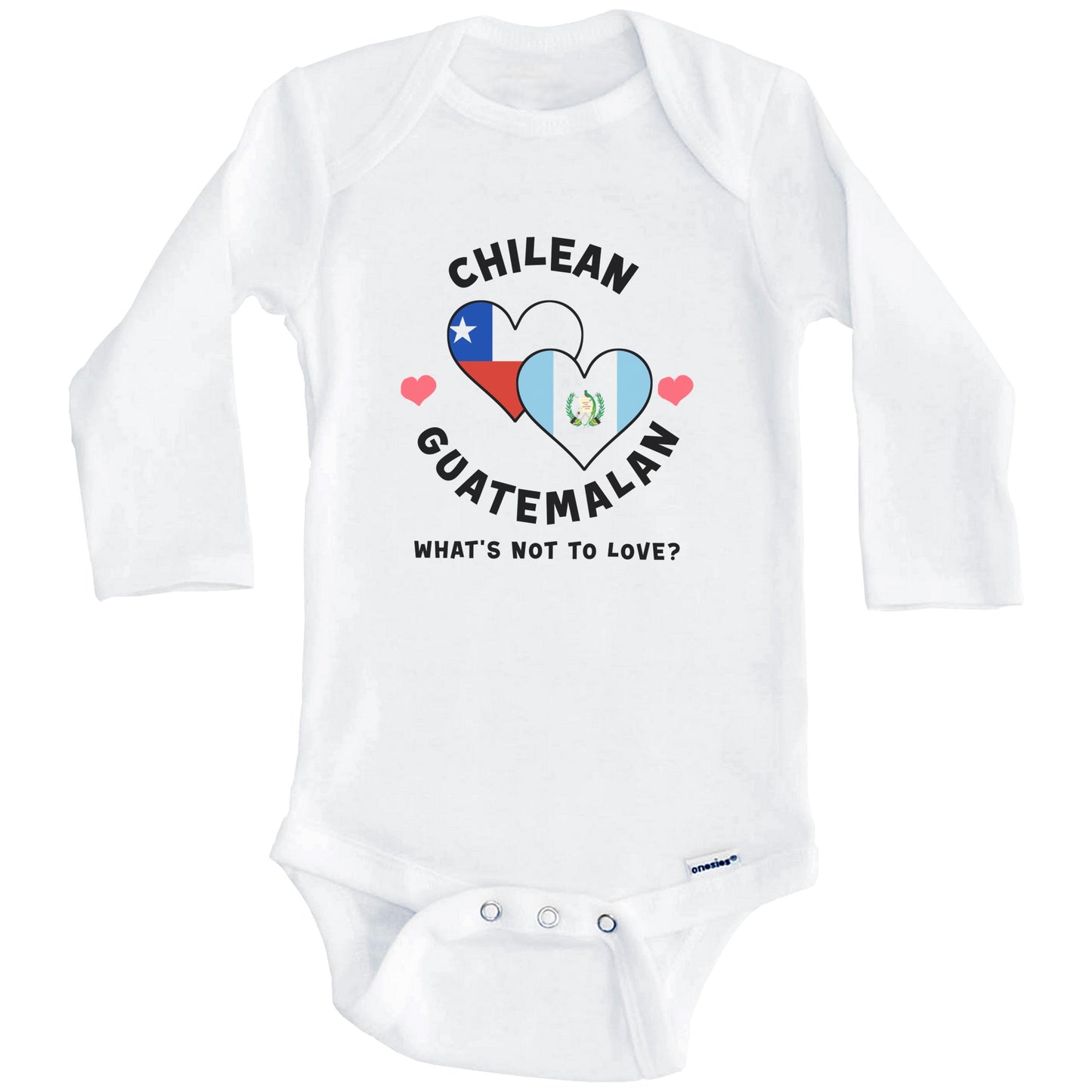 Chilean Guatemalan What's Not To Love Heart Flags Baby Bodysuit (Long Sleeves)