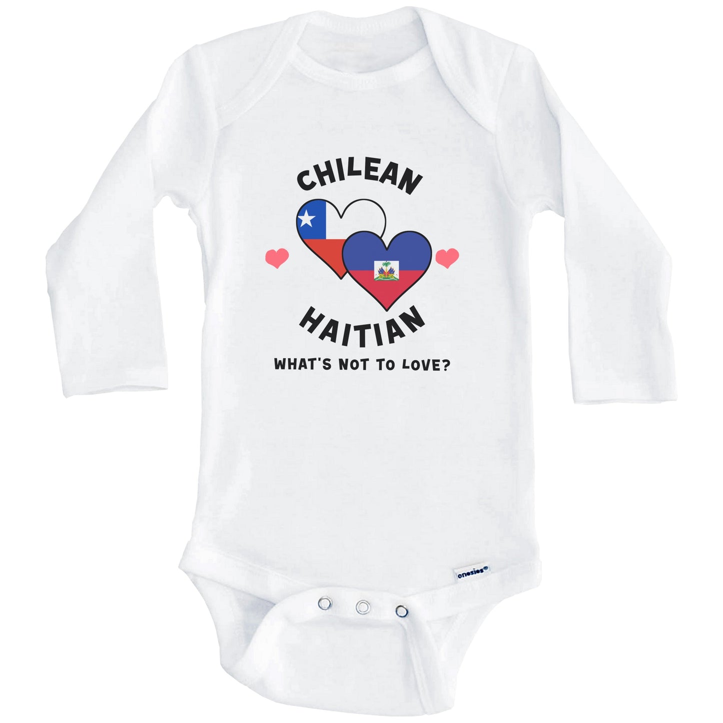 Chilean Haitian What's Not To Love Heart Flags Baby Bodysuit (Long Sleeves)