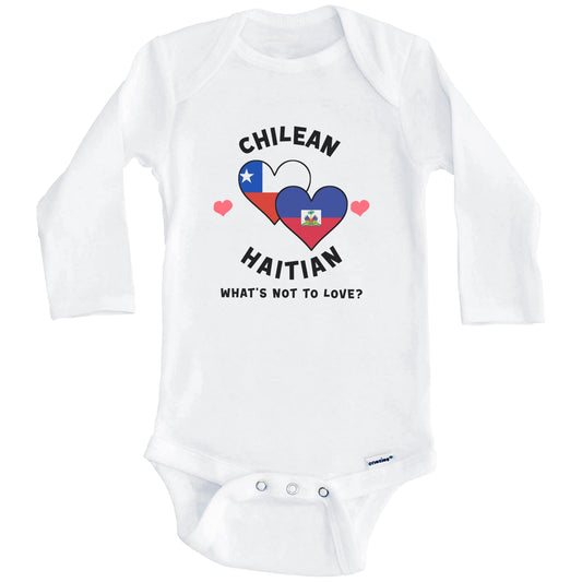 Chilean Haitian What's Not To Love Heart Flags Baby Bodysuit (Long Sleeves)