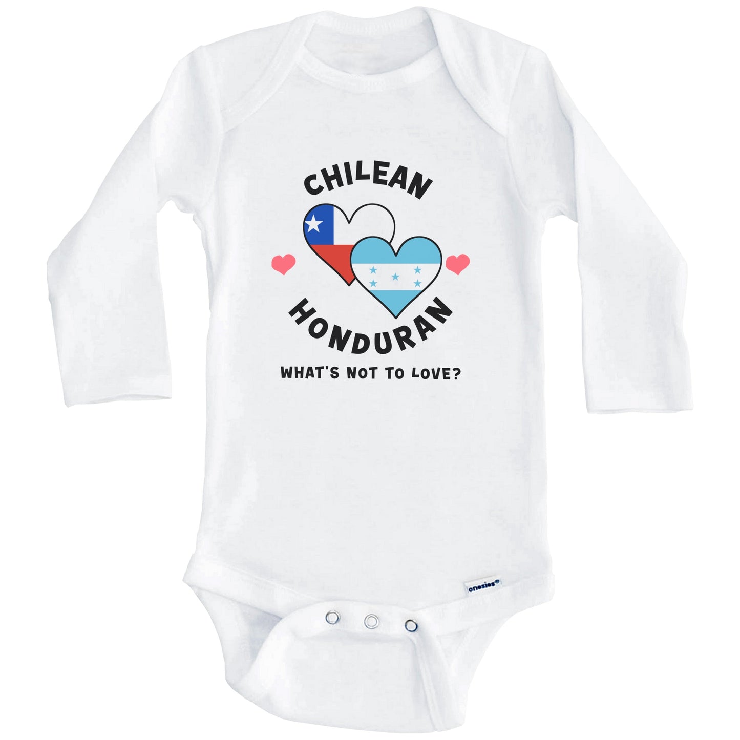 Chilean Honduran What's Not To Love Heart Flags Baby Bodysuit (Long Sleeves)