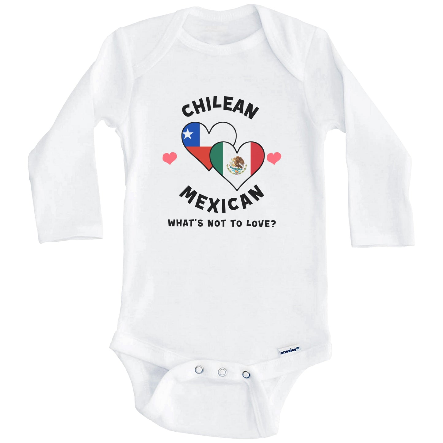 Chilean Mexican What's Not To Love Heart Flags Baby Bodysuit (Long Sleeves)