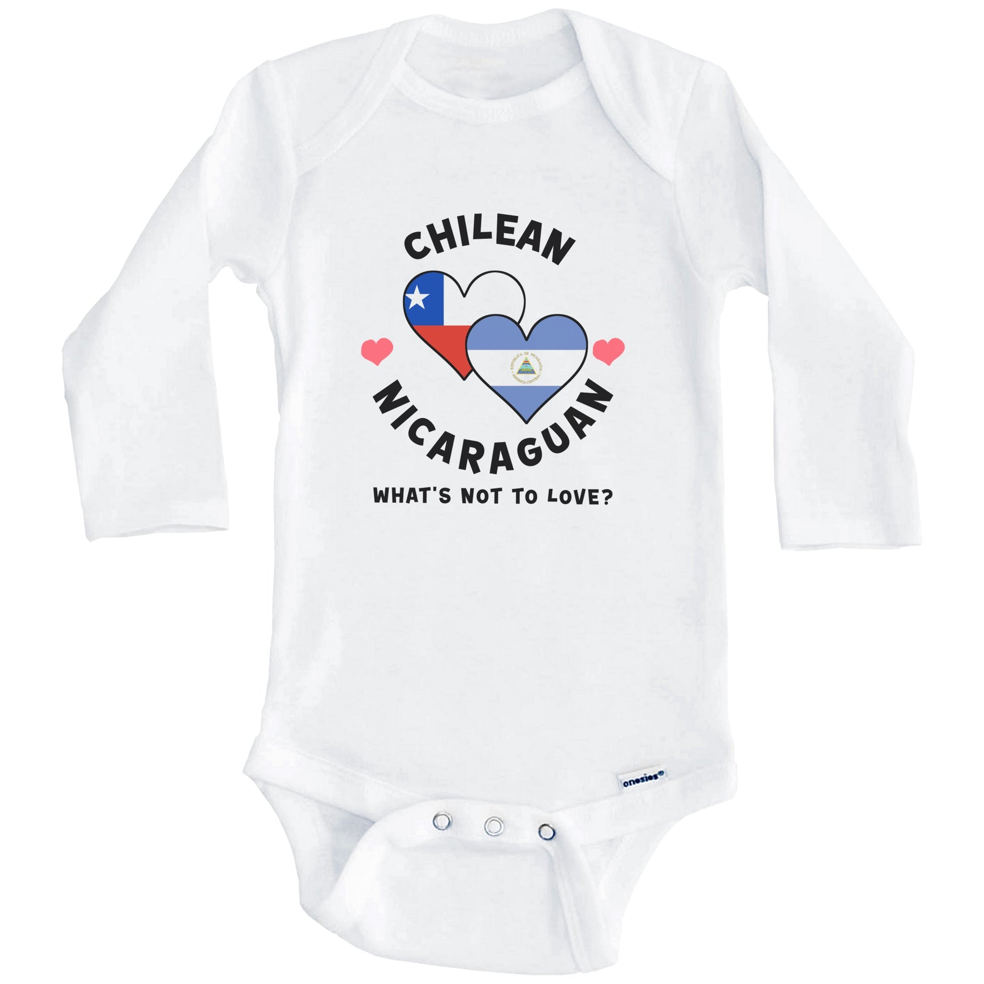 Chilean Nicaraguan What's Not To Love Heart Flags Baby Bodysuit (Long Sleeves)