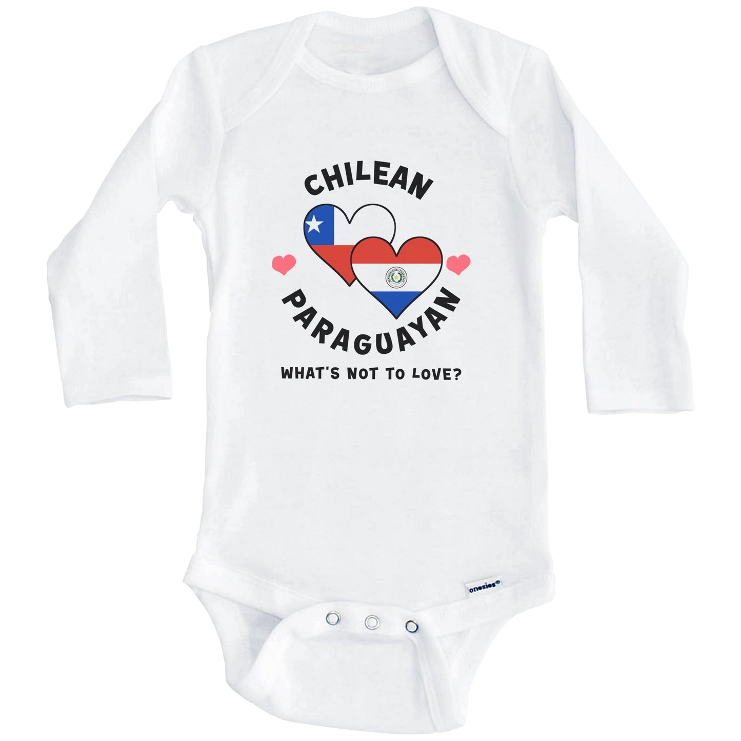 Chilean Paraguayan What's Not To Love Heart Flags Baby Bodysuit (Long Sleeves)