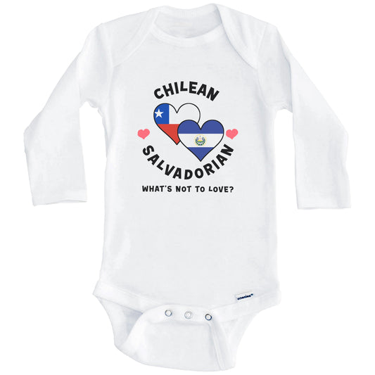 Chilean Salvadorian What's Not To Love Heart Flags Baby Bodysuit (Long Sleeves)