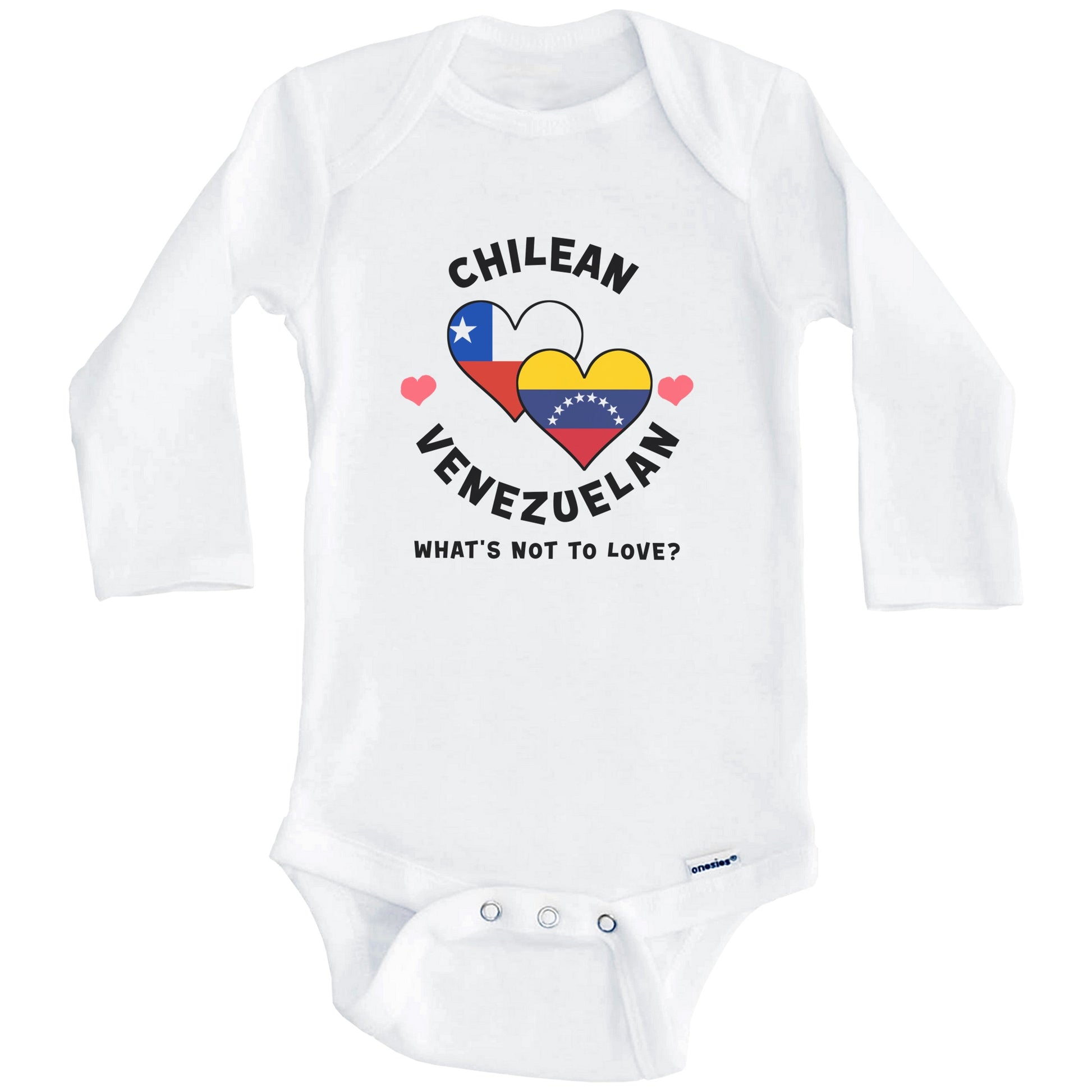 Chilean Venezuelan What's Not To Love Heart Flags Baby Bodysuit (Long Sleeves)