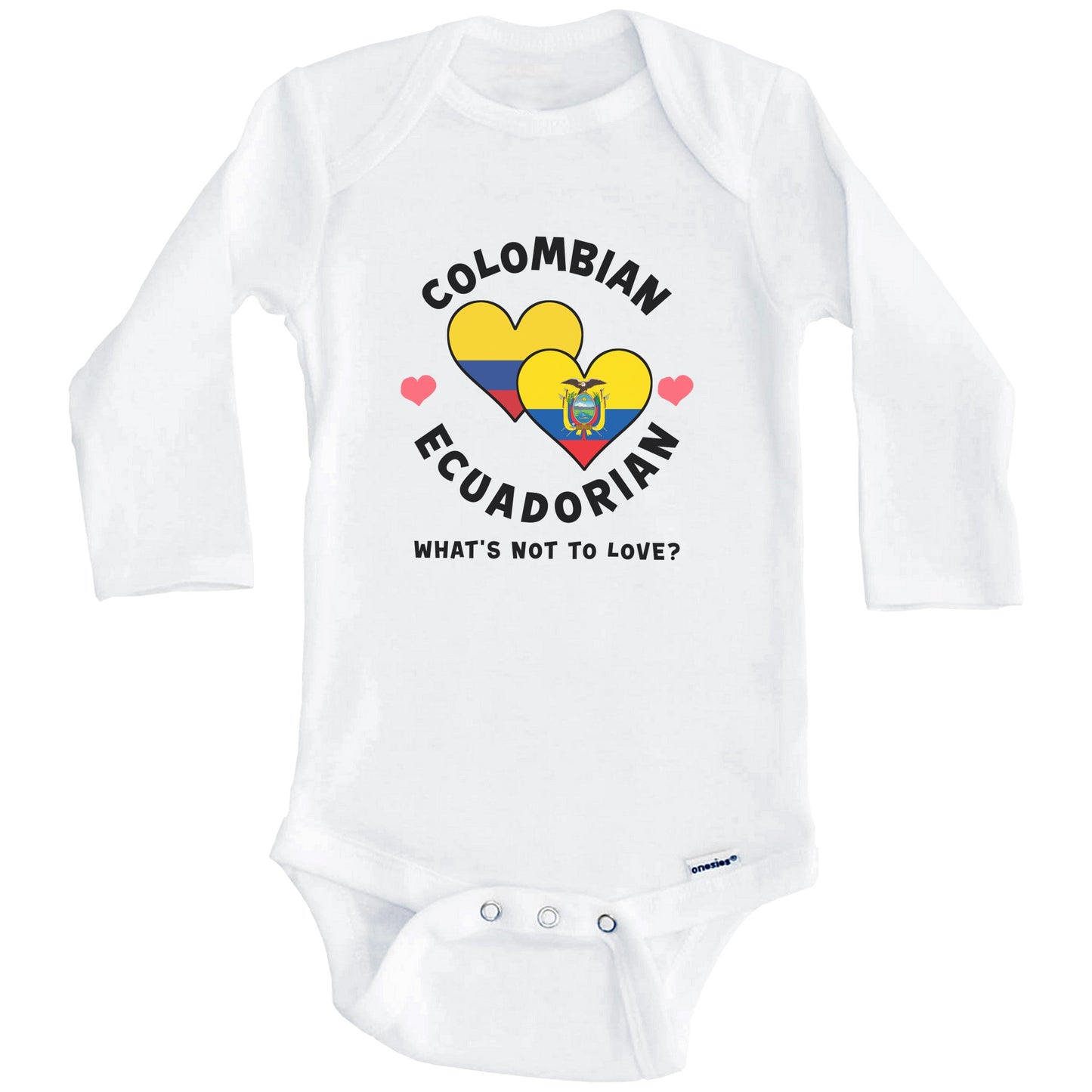 Colombian Ecuadorian What's Not To Love Heart Flags Baby Bodysuit (Long Sleeves)