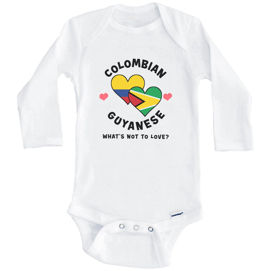 Colombian Guyanese What's Not To Love Heart Flags Baby Bodysuit (Long Sleeves)