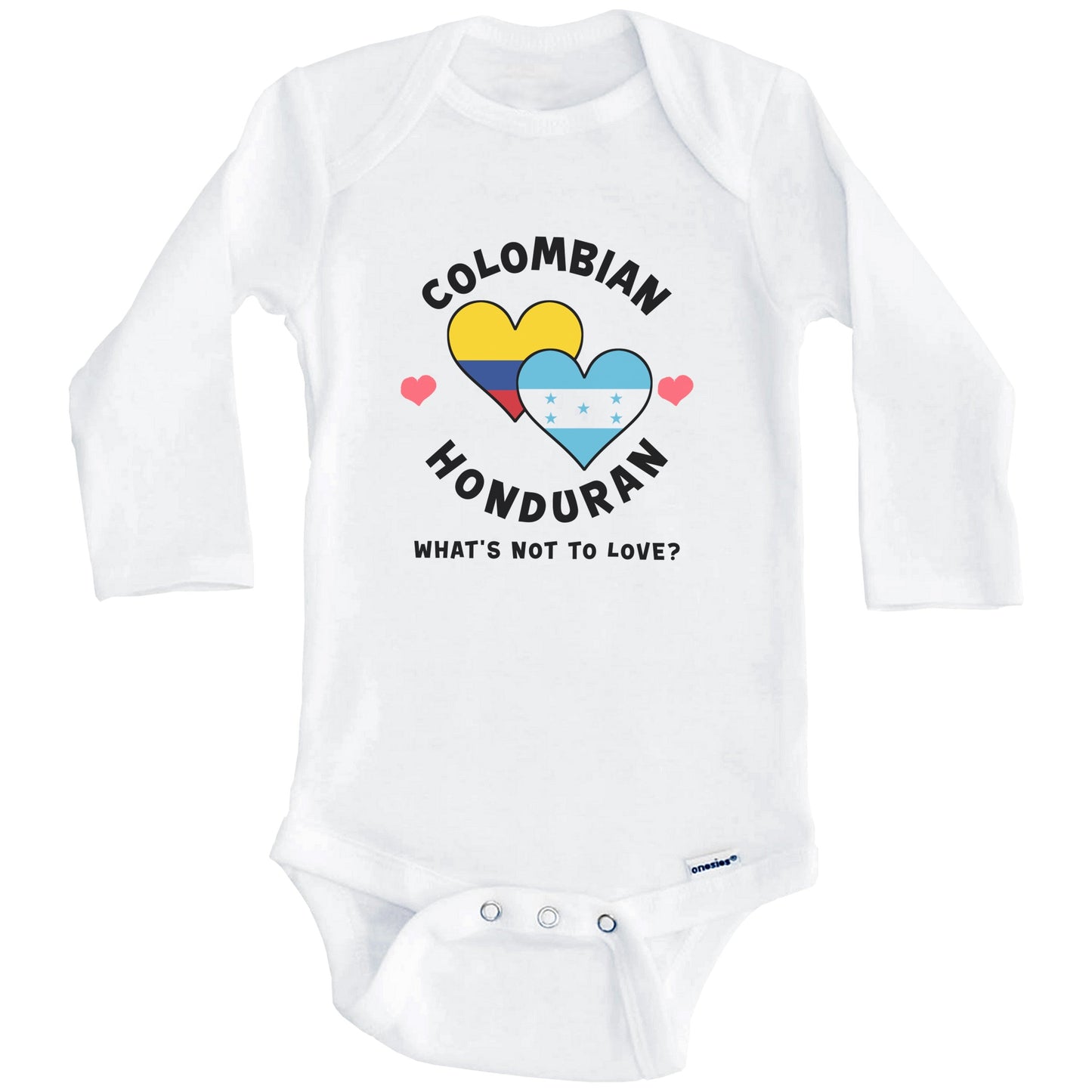 Colombian Honduran What's Not To Love Heart Flags Baby Bodysuit (Long Sleeves)