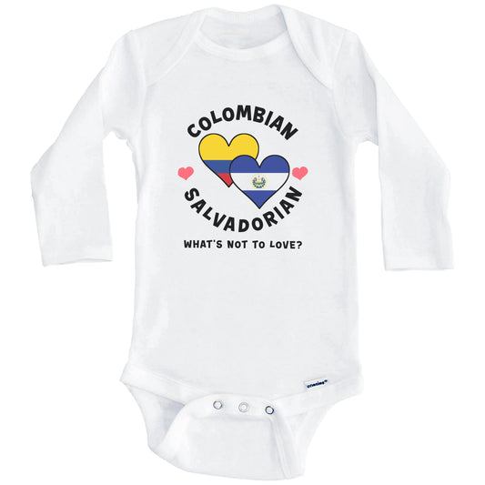 Colombian Salvadorian What's Not To Love Heart Flags Baby Bodysuit (Long Sleeves)