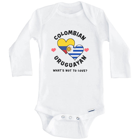 Colombian Uruguayan What's Not To Love Heart Flags Baby Bodysuit (Long Sleeves)