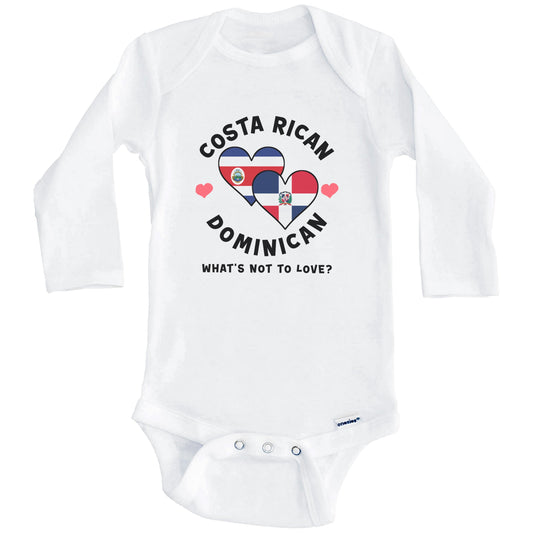 Costa Rican Dominican What's Not To Love Heart Flags Baby Bodysuit (Long Sleeves)