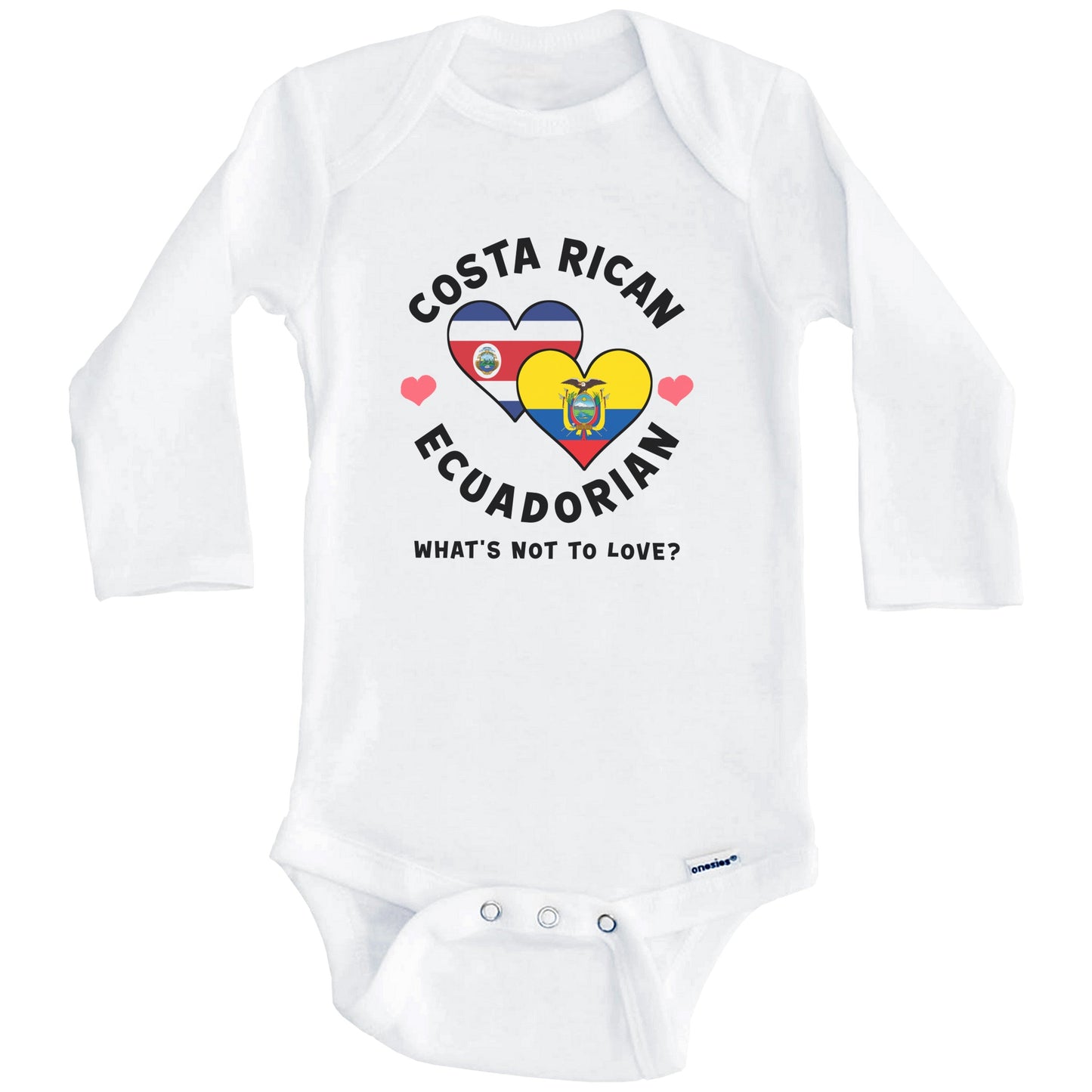 Costa Rican Ecuadorian What's Not To Love Heart Flags Baby Bodysuit (Long Sleeves)