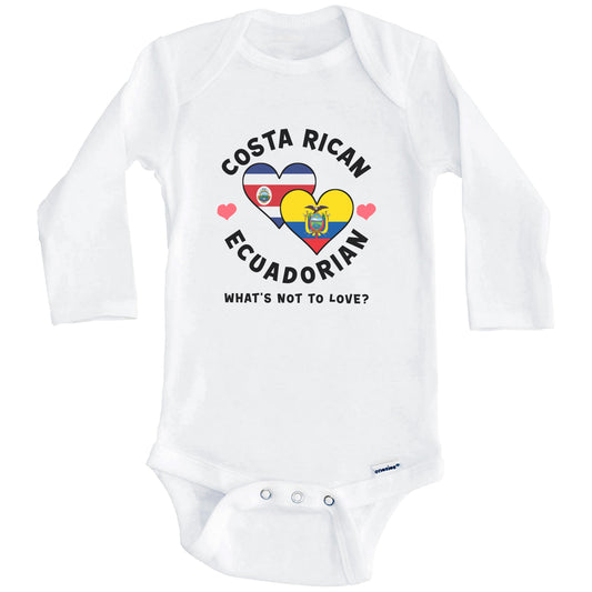 Costa Rican Ecuadorian What's Not To Love Heart Flags Baby Bodysuit (Long Sleeves)