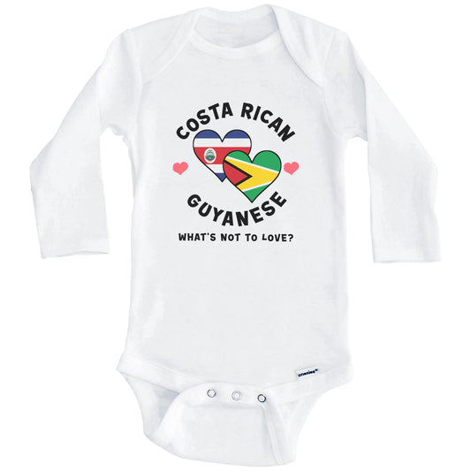 Costa Rican Guyanese What's Not To Love Heart Flags Baby Bodysuit (Long Sleeves)