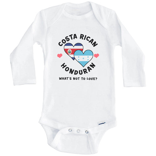 Costa Rican Honduran What's Not To Love Heart Flags Baby Bodysuit (Long Sleeves)