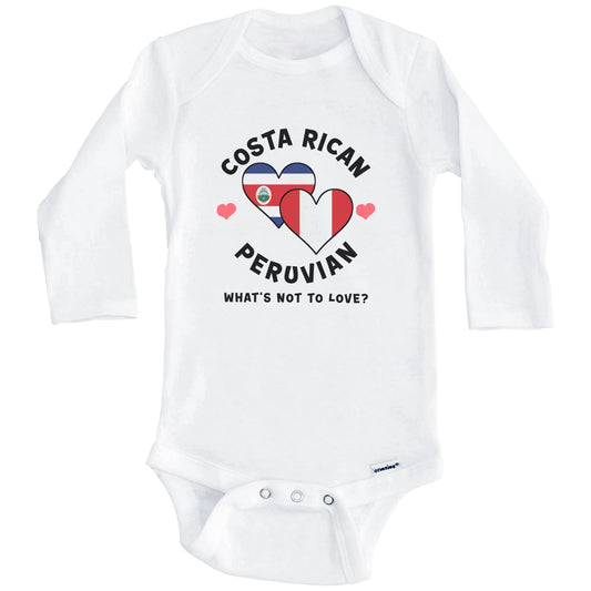 Costa Rican Peruvian What's Not To Love Heart Flags Baby Bodysuit (Long Sleeves)