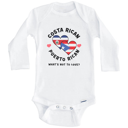 Costa Rican Puerto Rican What's Not To Love Heart Flags Baby Bodysuit (Long Sleeves)