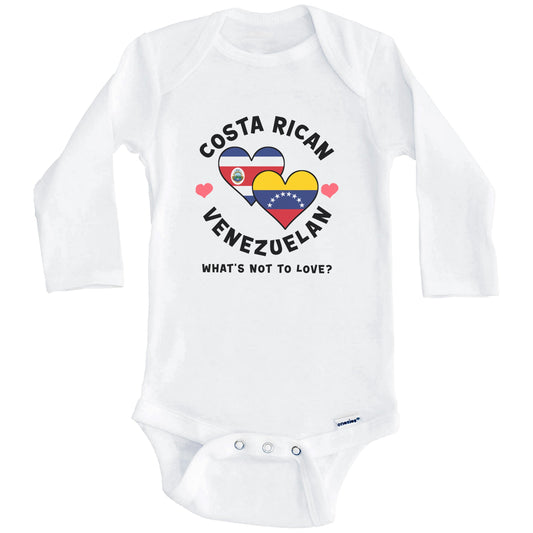 Costa Rican Venezuelan What's Not To Love Heart Flags Baby Bodysuit (Long Sleeves)