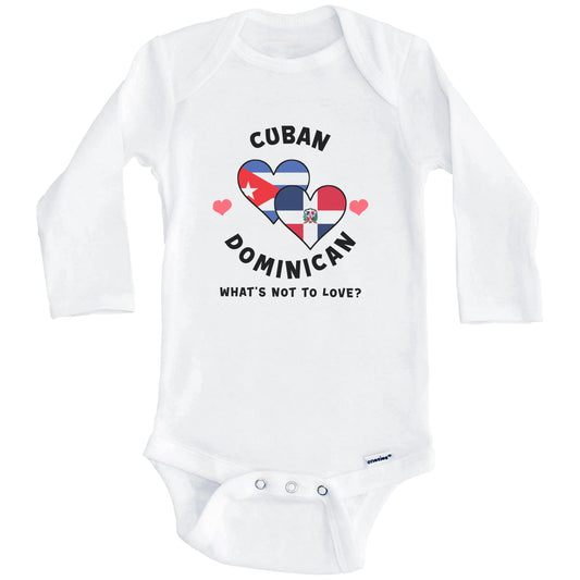 Cuban Dominican What's Not To Love Heart Flags Baby Bodysuit (Long Sleeves)