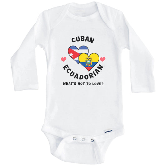 Cuban Ecuadorian What's Not To Love Heart Flags Baby Bodysuit (Long Sleeves)