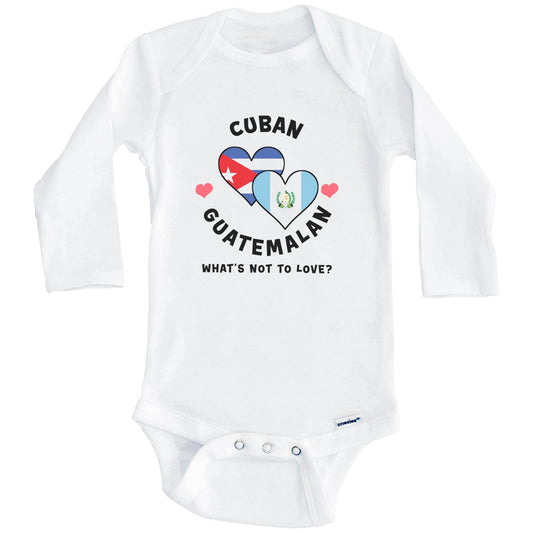 Cuban Guatemalan What's Not To Love Heart Flags Baby Bodysuit (Long Sleeves)