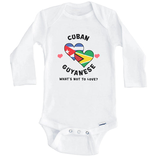 Cuban Guyanese What's Not To Love Heart Flags Baby Bodysuit (Long Sleeves)