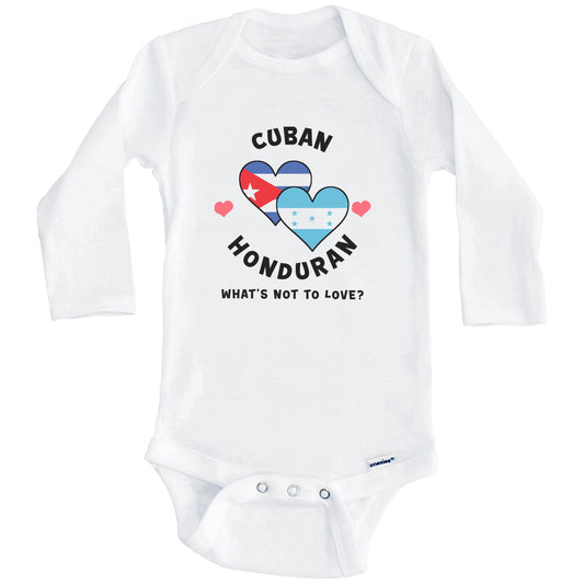 Cuban Honduran What's Not To Love Heart Flags Baby Bodysuit (Long Sleeves)