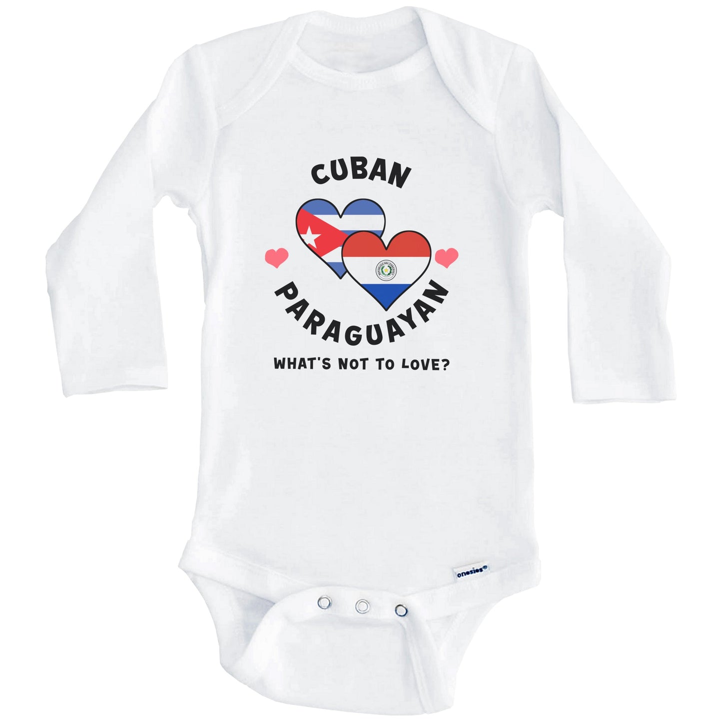 Cuban Paraguayan What's Not To Love Heart Flags Baby Bodysuit (Long Sleeves)