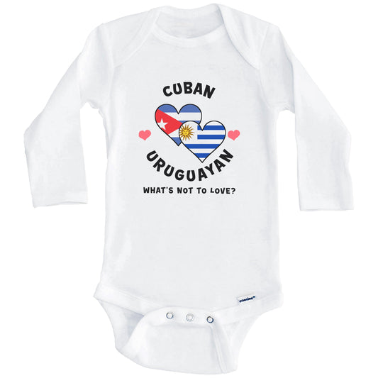 Cuban Uruguayan What's Not To Love Heart Flags Baby Bodysuit (Long Sleeves)