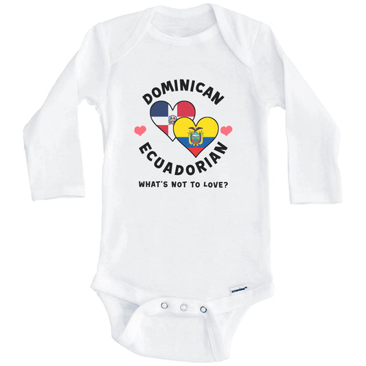 Dominican Ecuadorian What's Not To Love Heart Flags Baby Bodysuit (Long Sleeves)