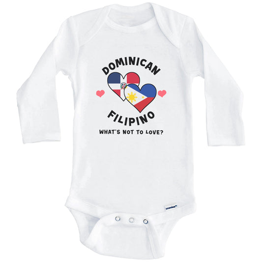 Dominican Filipino What's Not To Love Heart Flags Baby Bodysuit (Long Sleeves)