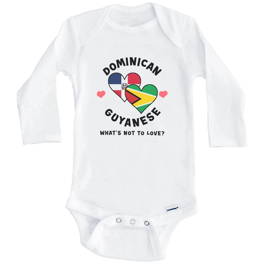 Dominican Guyanese What's Not To Love Heart Flags Baby Bodysuit (Long Sleeves)