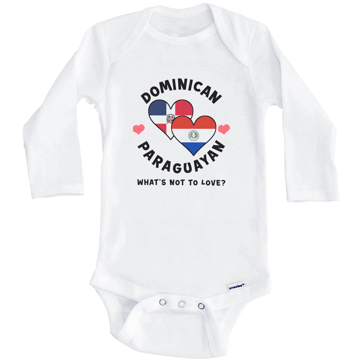 Dominican Paraguayan What's Not To Love Heart Flags Baby Bodysuit (Long Sleeves)