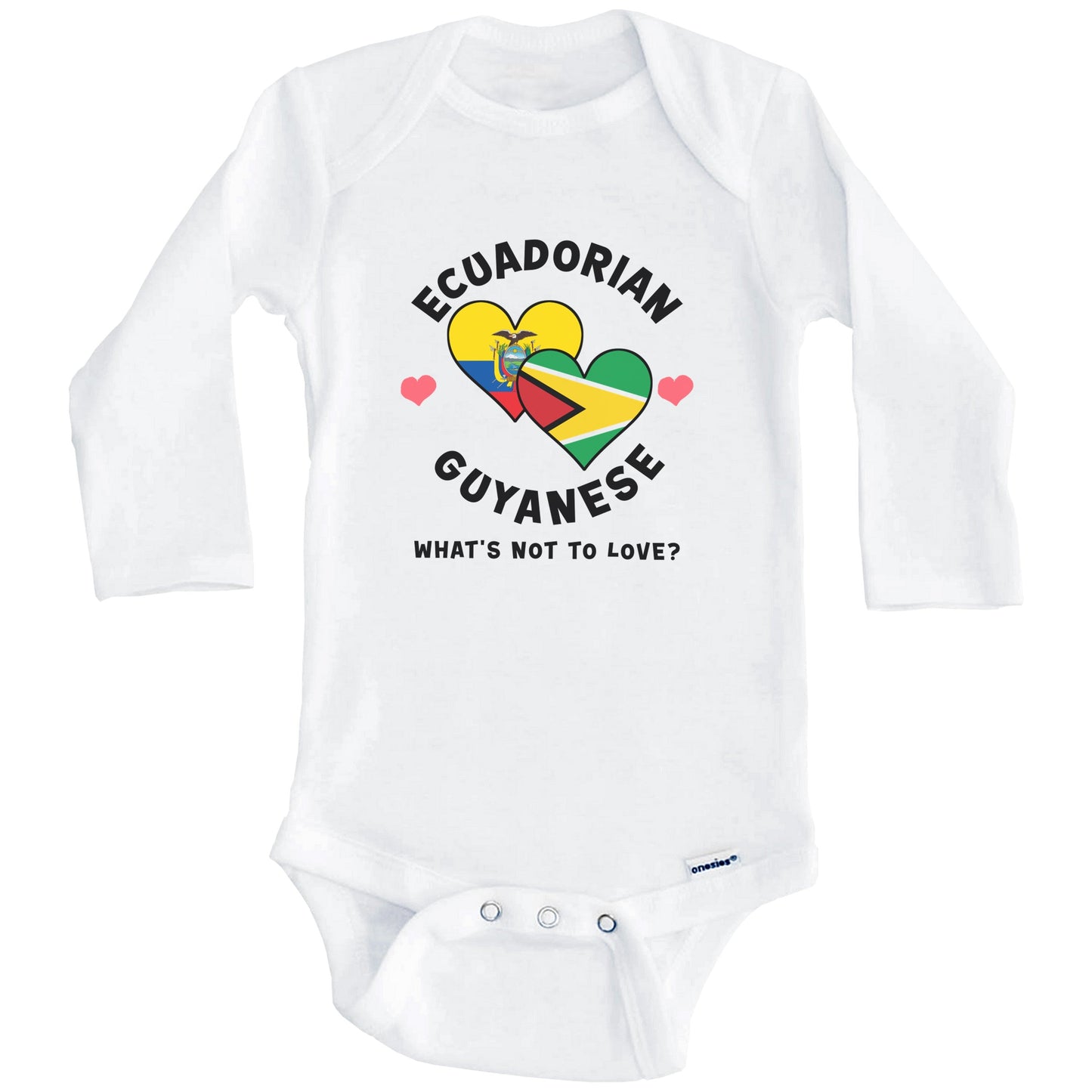 Ecuadorian Guyanese What's Not To Love Heart Flags Baby Bodysuit (Long Sleeves)