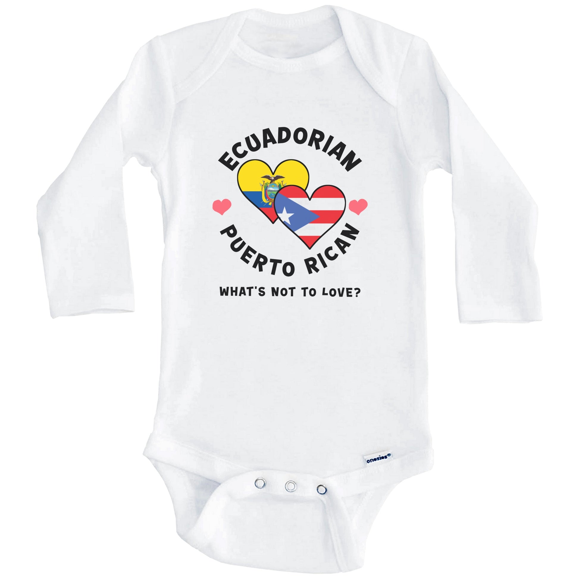 Ecuadorian Puerto Rican What's Not To Love Heart Flags Baby Bodysuit (Long Sleeves)