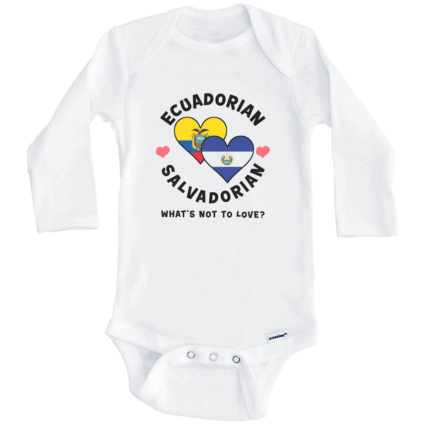 Ecuadorian Salvadorian What's Not To Love Heart Flags Baby Bodysuit (Long Sleeves)