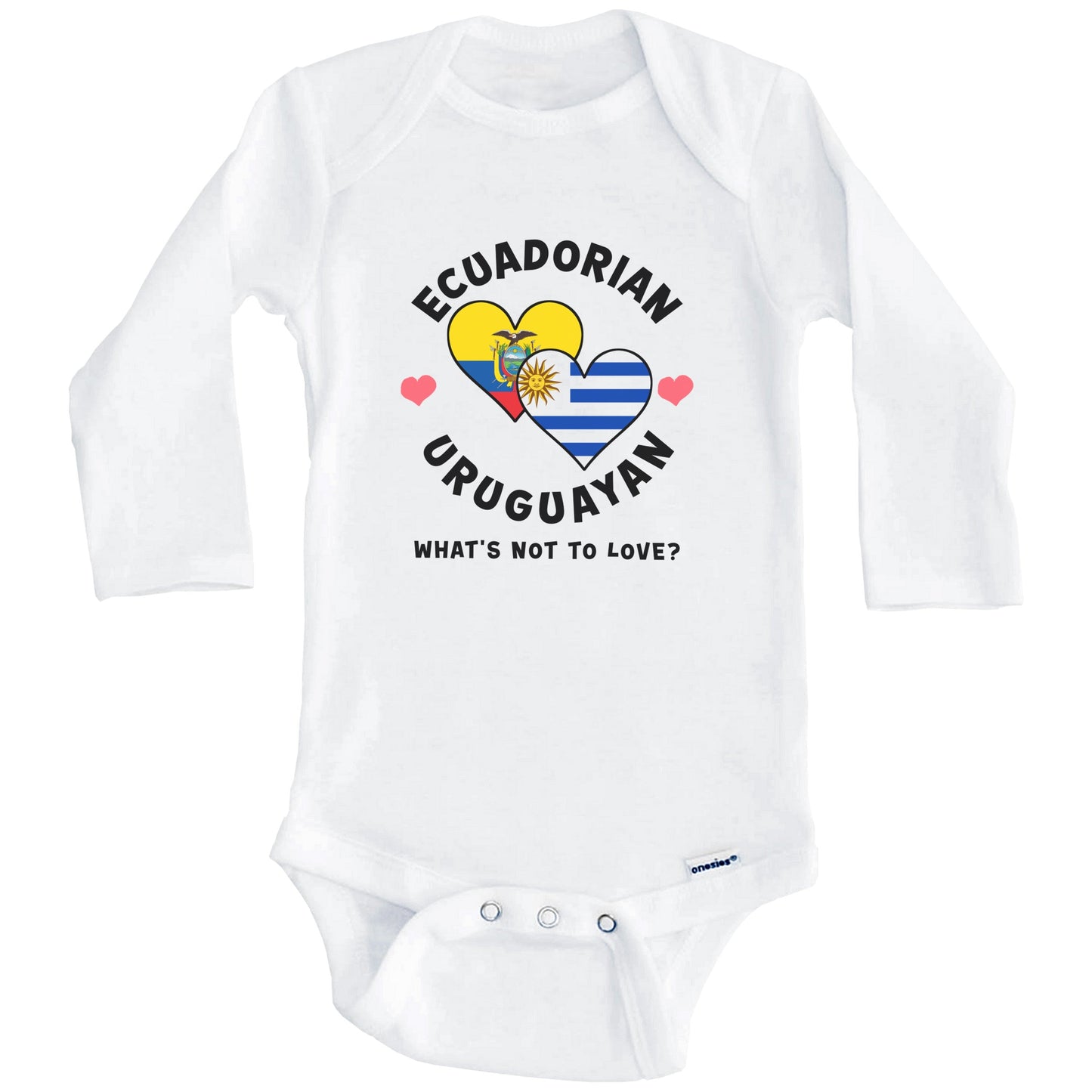 Ecuadorian Uruguayan What's Not To Love Heart Flags Baby Bodysuit (Long Sleeves)