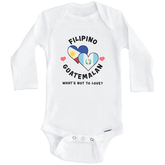 Filipino Guatemalan What's Not To Love Heart Flags Baby Bodysuit (Long Sleeves)