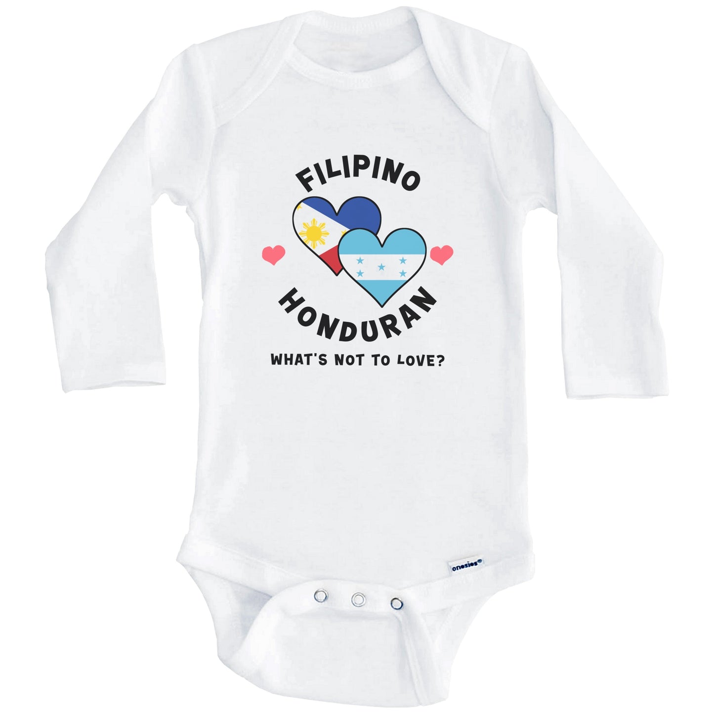 Filipino Honduran What's Not To Love Heart Flags Baby Bodysuit (Long Sleeves)