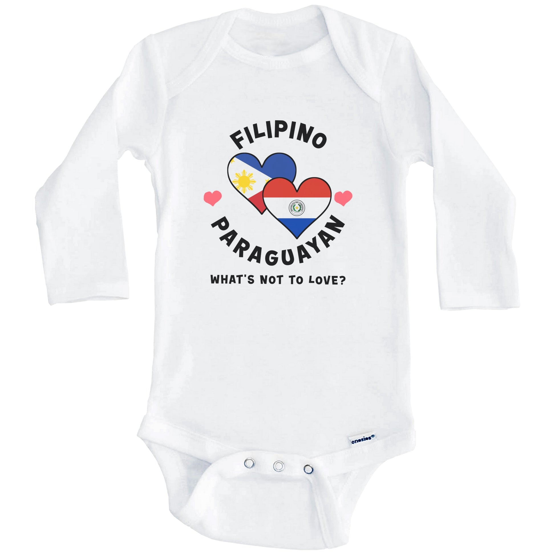 Filipino Paraguayan What's Not To Love Heart Flags Baby Bodysuit (Long Sleeves)